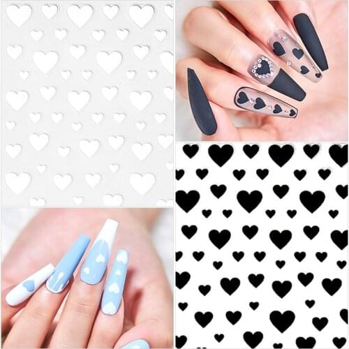 MEET ACROSS 1 Sheet 3D Nail Sticker Self Adhesive Love Heart Star French Pattern Nail Decals Slider DIY Nail Art Decoration