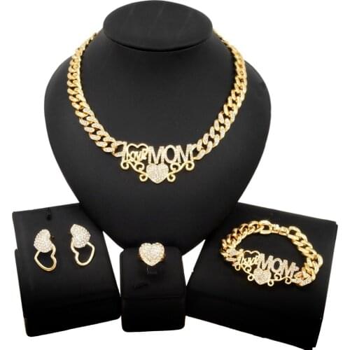Yulaili New Design Double Layer Love Jewelry Set Brazil Mother Birthday Gift Banquet Jewelry Sets Earring Ring Necklace Bracelet