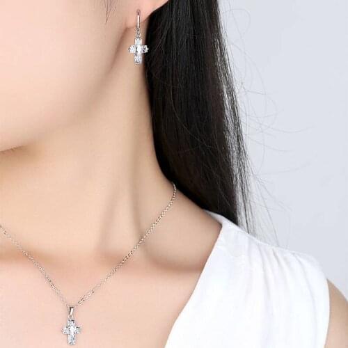 Rose Gold Silver Color Cross Drop Earrings for Women Females Pendant Circle Drop Earrings Fashion Party Jewelry Accessory