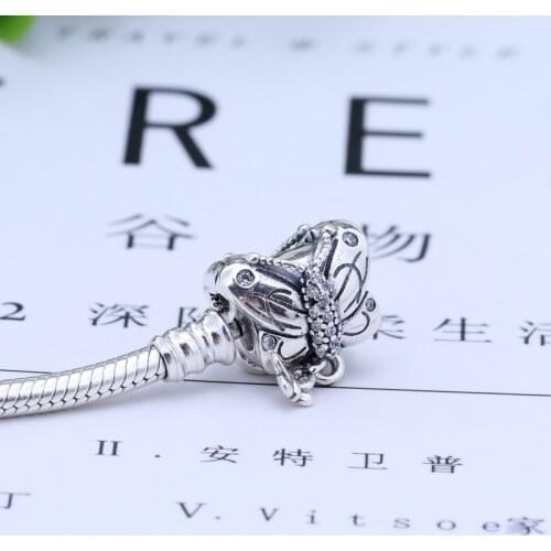 2019 New Original 925 Sterling Silver Bead Charm Bracelet Butterfly Snake Chain Basic Bracelet Fit Pan Moments Women DIY Jewelry