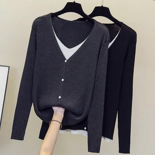 2021 Spring Autumn V-neck Pullover Sweater Womens New Loose and Korean Style Knitwear Sweater Tops winter sweater women