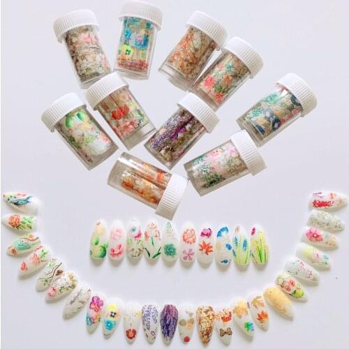 1Bottle Nail Art Foil Transfer Sticker Spring and Summer Flower Designs Nail Art sticker 4cm*1m in plastic bottle