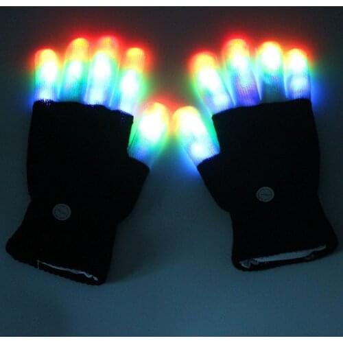 1Pair Glowing Gloves Glitter Gloves Entertainment Black and White LED Night Glowing warm Gloves for Cycling