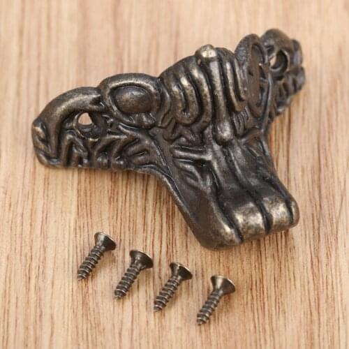 1Pc 46*30mm Zinc Alloy Table Desk Decorative Bracket Antique Bronze Wood Box Feet Leg Corner Protector Furniture Home Decors