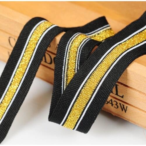 10 Yards Silver/Gold Stripe Knitting Webbing 25mm Pants Side Ribbon Hat Bag DIY Garment Sewing Accessories Trimming Handmade