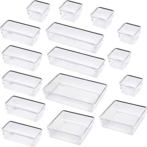 16PC Drawer Storage Box Cosmetic Bathroom Drawer Storage Box Multi-Function Drawer Compartment Storage Box