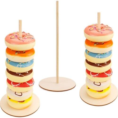 3Pcs Wood Donut Stands Donut Holder Detachable Donut Display Stand Wedding Birthday Party Decor Dessert Bagel Bar Party Supplies