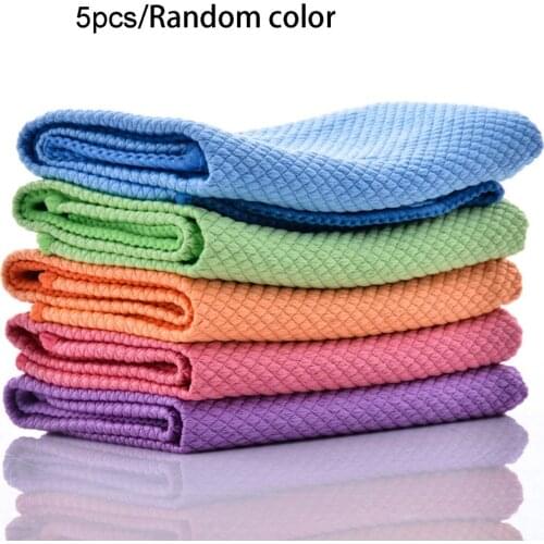 5Pcs Kitchen Anti-Grease Wiping Rags Efficient Fish Scale Wipe Cloth Cleaning Cloth Home Washing Dish Cleaning Towel