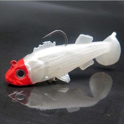 5 pcs Jig head Soft Lure Fishing Bait White Body Minnow Lure with 19g/16g/11g/8g Bass Lure