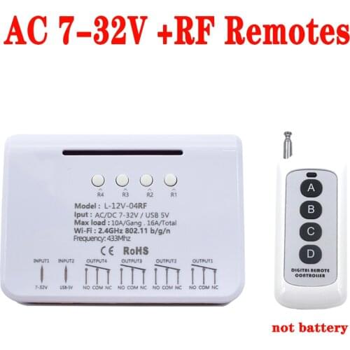 7-32V 4CH Relay Module 220V WiFi DIY Switch Output inching Self-locking Interlock Working Modes APP/Voice/LAN Control Smart Home