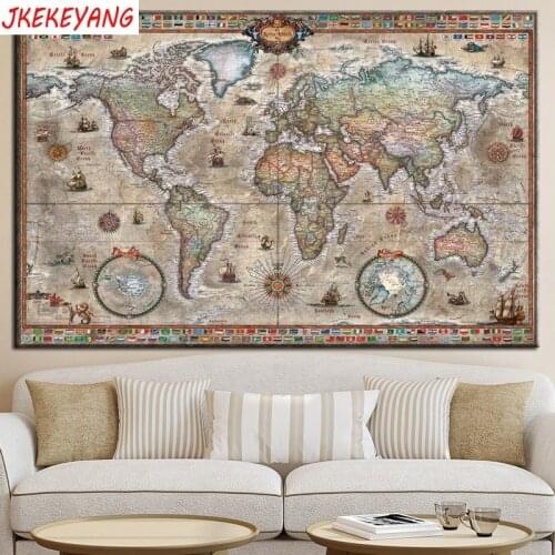 Full Square Drill 5D DIY Diamond Painting world map Embroidery Cross Stitch Mosaic Y3580