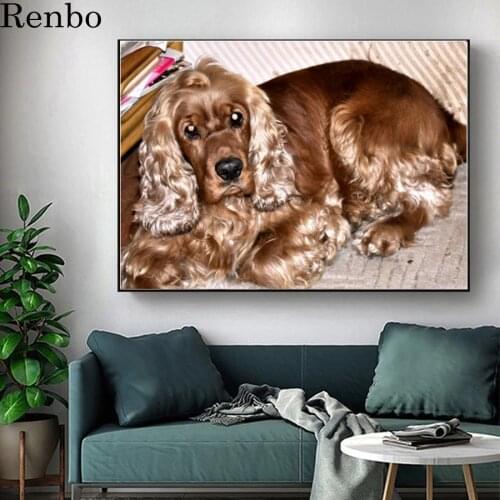 5D DIY Diamond Painting Handicrafts Cross Stitch British cocker spaniel Diamond Embroidery pet dog Full Drill Diamond Mosaic New