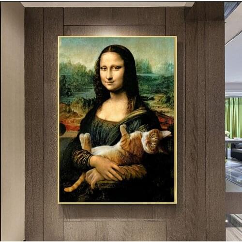 Diy 5d diamond painting cross stitch Mona Lisa love cat full square diamond mosaic kit diamond embroidery art wall decoration