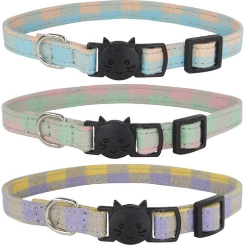 Breakaway Cat Collar Cute Classic Plaid Patterns Design Adjustable Safety Kitten Collars Pet Accessories for Kitty Puppy 6 Color