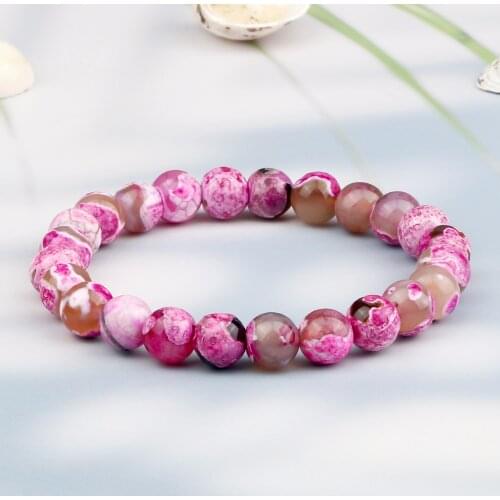 New Fire Agate Beads Elastic Pulsera Bracelets Natural Healing Energy Stone Loose Distance Spacer Bracelet Bangle Jewelry Gift