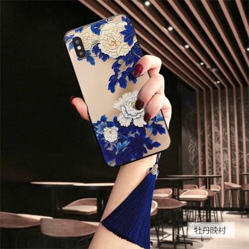 For iPhone 12 11 Pro Max Mini XS XR X 7 8 Plus 6 6s SE Case 3D Drawing Floral Tassel Silicon Soft Shockproof Cover Funda Coque
