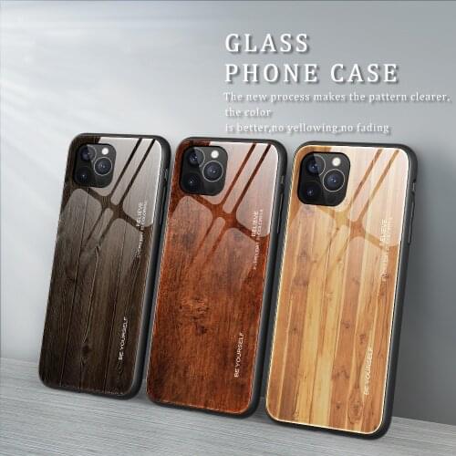 Wood Grain Tempered Glass Phone Case for IPhone 12 Mini 11 Pro Max 7 8 6 9 6S Plus Tempered Glass Cover Coque for iPhone X XS XR