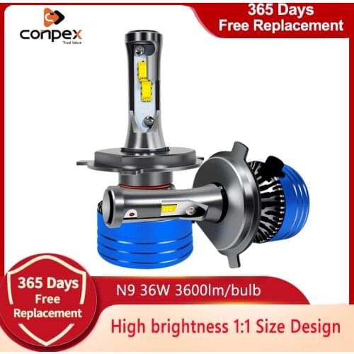 Conpex 2PCS N9 Led H1 H3 H4 H7 H11 H13 9005 9006 9007 9012 Car Headlight Auto Fog Lamp 36W 3600LM Automobile Bulb White 6000K