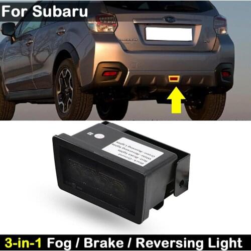 For Subaru WRX/STI Impreza XV Crosstrek Smoked Lens 3-In-1 LED Rear Yellow Fog Light Red Brake Lamp White Reversing Lights