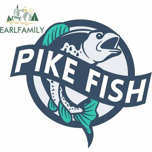 EARLFAMILY 13cm For Pike Fish Car Stickers Laptop Fine Decal Vinyl Material Scratch-Proof Occlusion Scratch For JDM SUV