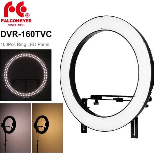 Falconeyes 32W DVR-160TVC 160pcs SMD Beads 3000K-5600K Color Temperature Photography Studio Video LED Ring Light