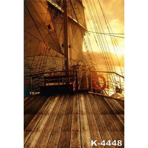 Pirate Ship Backdrop for Photography Children Pirates of the Caribbean Backdrops Wooden Background Photoshoot Photo Studio