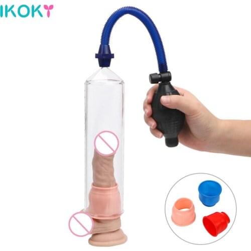 IKOKY Male Masturbation Penis Pump Vacuum Pump Penis Enlargement Extender Delayed Ejaculation Sex Toys For Men