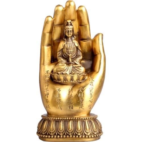 Chinese Fengshui Copper Brass Bergamot Guanyin Statue Safety Health Kwan-yin Home Decoration