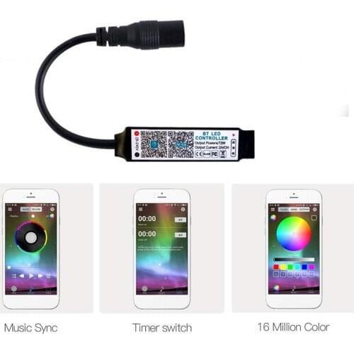 Mini 5V 12v USB DC RGB Bluetooth Controller Sync to Music & Timer LED Strip Controller Dimmer for 5050 LED Strip TV Backlight