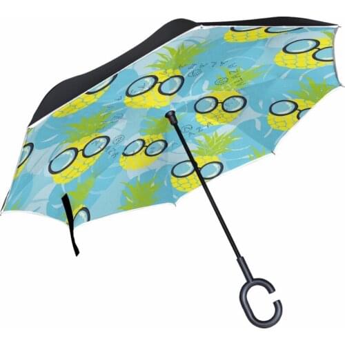 Creative Design Funny Pineapples Reverse Umbrella Drop Shipping Double Layer Umbrellas Open/Close In The Narrow Space Paraguas
