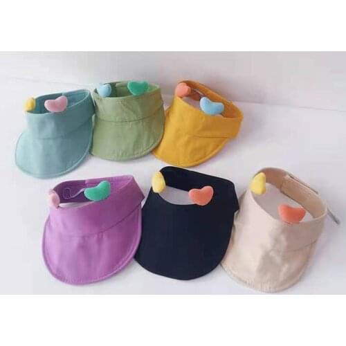 Summer Baby Sun Hats Lovely Heart Girls Baseball Caps Cotton Empty Top Hat Kids Sunscreen Visor Caps Hollow Hat