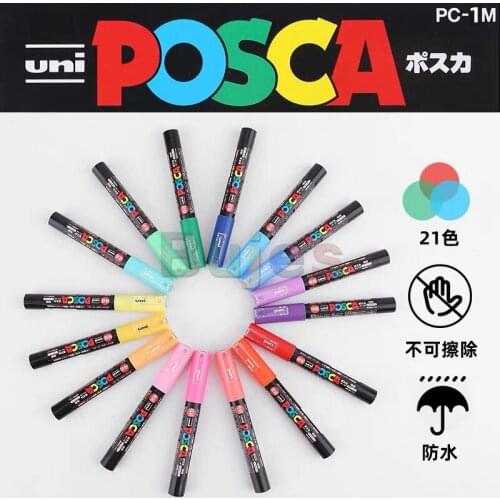 Uni Posca Wall Painting Special Marker, 0.7mm Round Head Graffiti Acrylic Pen, Very Fine Poster Advertising Pen, High Gloss Pen