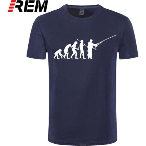 REM Fashion Evolution Fishinger T Shirt Men Summer Fish Joke Fisherman Carp T shirts Funny Gift Cotton Short Sleeve T-shirt