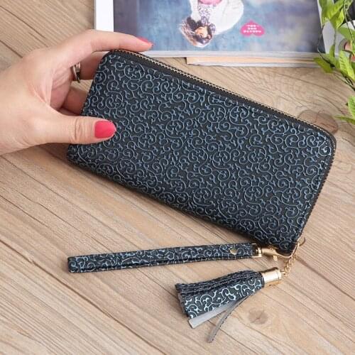 New Fashion Female Slim Pu Leather Wallet Long Women Business Leather Zipper Wallet With Card Holder Ms Mobile Phone Bag