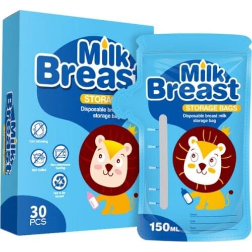 30Pcs 150ml Breastmilk Storage Bags Pre-sterilized Freezing Bags Baby Breast Milk Storage Bags