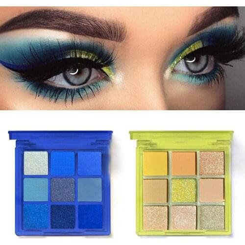 9 Colors Shimmer Shine Diamond Yellow Neon Eyeshadow Palette Blue Blood Eyeshadow Makeup Pallete Matte Eye Shadow Palette