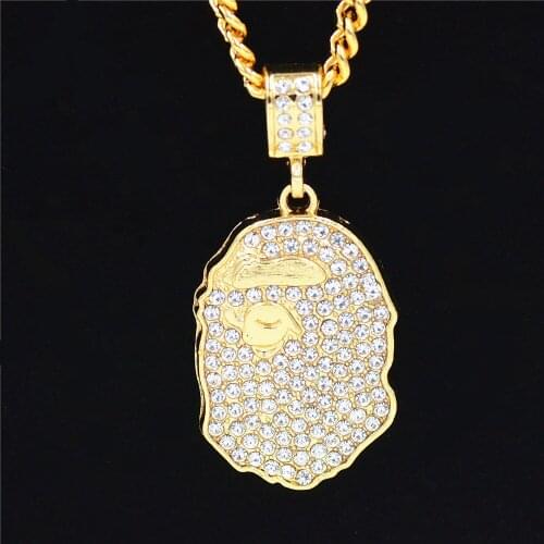 Hip Hop pe Alloy Gold necklace Car Pendant Hanging Car Interior Decoration Rear View Mirror Accessories For Car Ornament