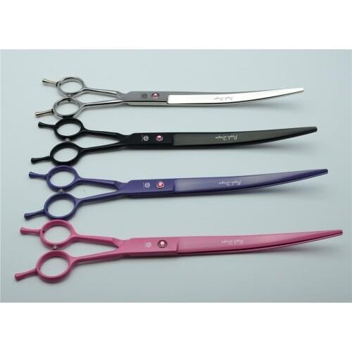 9 Inch 24cm Purple Dragon 440C Red Gem Professional Dogs Cats Pets Hair Shears Hairdressing Scissors Curved Cutting Shears Z4005
