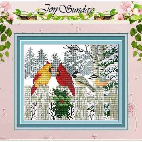 Birds On The Fence In Winter Cross Stitch 11CT 14CT Cross Stitch Set Wholesale DIY Cross-stitch Kit Embroidery Needlework