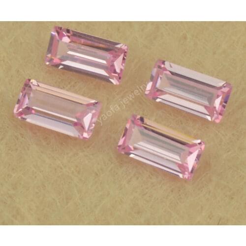 Sale 1x1.5~3X6 5A Pink Color Synthesis Cubic Zircon Stone Parallel Rectangle Baguette Shape Cut CZ Loose Lab Made Red Gems