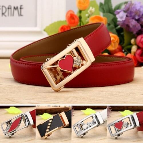 Hot ladies leather belt casual cowhide designer belts women high quality fashion floral waist black white casual red hook belt
