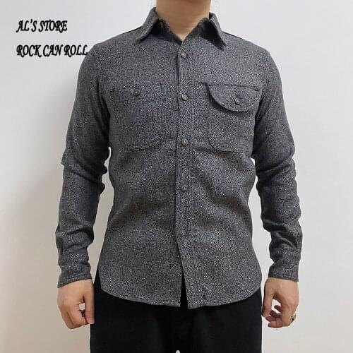 20W10 Asia Size Genuine Super Heavy Quality Vintage Slim Fitting Stylish Durable 12oz Thick 10% Wool Cotton Shirt