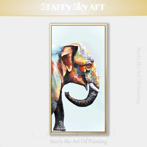 Hand-painted High Quality Modern Animal Big Elephant Oil Painting on Canvas Big Size Funny Animal Elephant Oil Painting for Wall