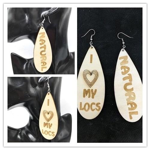 I love my Locs Natural Wood Earrings