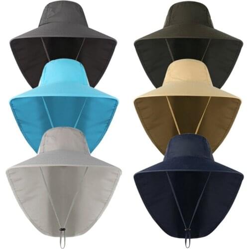 Summer UPF50+ Sun Hat For Women Men Breathale Mesh Bucket Hat With Neck Flap Outdoor Long Wide Brim Hiking Fishing Hats