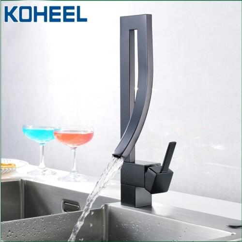 Bath Faucets Black Deck Mounted Water Tap Square Griferia Lavamanos Cold & Hot Musluk Waterfall Faucet Robinet K9