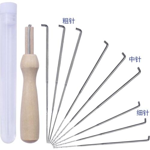 11Pcs 3 Sizes Felting Needles Artesanato Wool Felt Pocket Needles Set DIY Craft Felt Tools with Wood Handle with Bottle