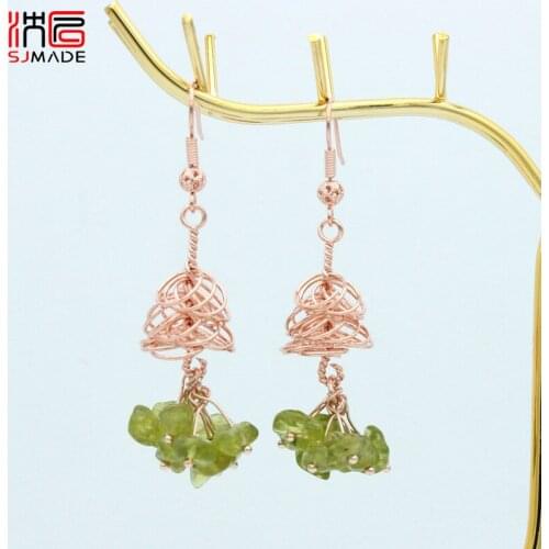 SJMADE Original Handmade Natural Irregular Stone Crystal Fashion Dangle Earrings 585 Rose Gold Earhook For Women Wedding Jewelry
