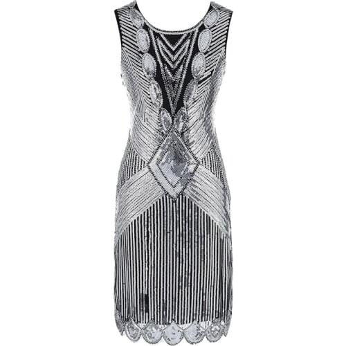 Plus Size Gold 1920s Retro Vintage Gatsby Sequins Beaded Long Fringe Art Deco Roaring 20s Flapper Party Dress for Women