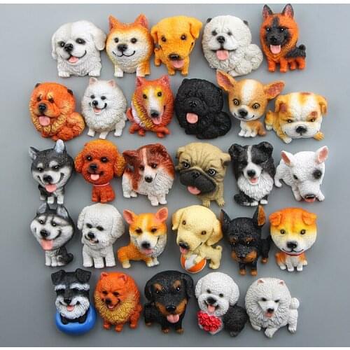 1Pcs/set Cartoon 3D Fun Husky Bulldog Fridge Magnet Kid Early Education Dog Magnetic Stickers for Fridge Resin Figure Sticker